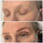 Before and after image of a mature female client undergoing Microblading, Manchester 